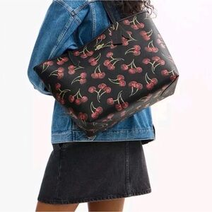 Coach Black Tote with Red Cherry Print